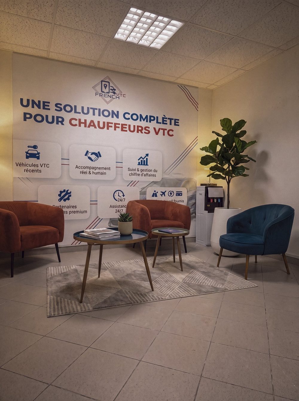 Le salon d'accueil de l'agence FRENCH VTC
